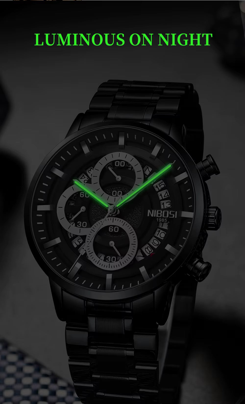 NIBOSI - 1985 Luxury Men’s Stainless Steel Wristwatch – Waterproof, New Classic Design-with Free Box